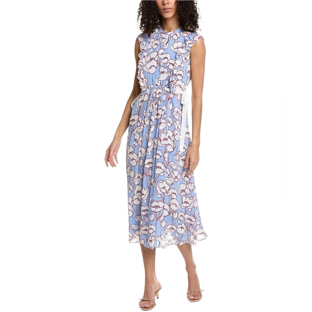Ted Baker Blue Floral Tindraa Tie Midi Dress in Croatia Pattern Cottagecore - Picture 2 of 14